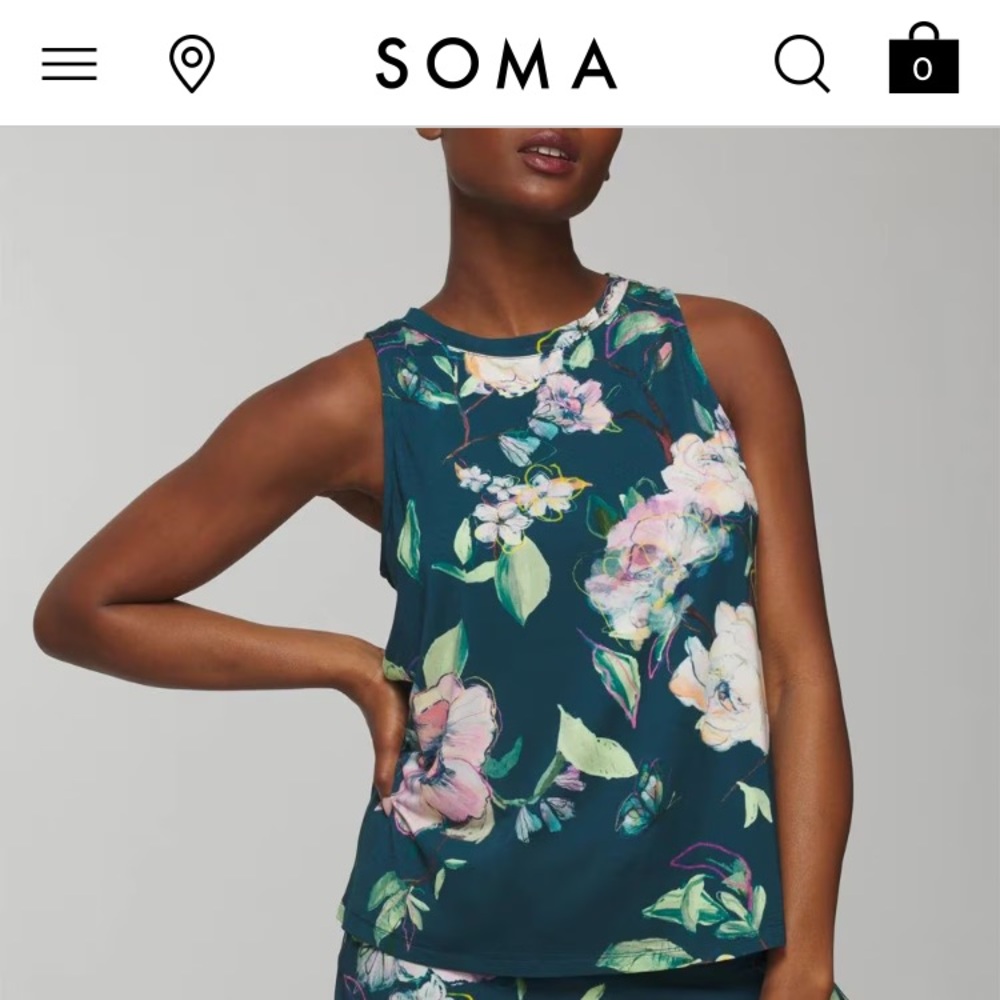 Soma Sketchbook Floral Cool Nights Tank P2P 21.5 in.  97% Rayon